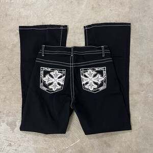 Vintage Y2K VIP Jeans Black Embroidered Flare Bootcut Jeans Women’s 9/10